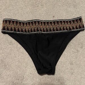Black Bikini Bottom with Zigzag Trim-XL fits like L